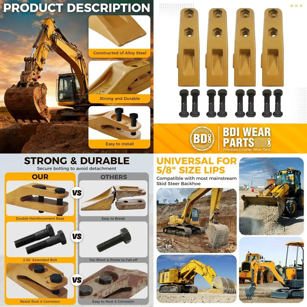 4-Pack Trenching Bucket Teeth for Skid Steer, Backhoe Bolt-On Tooth Unit with Bolts and Nuts, Compatible with Mini Excavator Acc
4-Pack Trenching Bucket Teeth for Skid Steer, Backhoe Bolt-On Tooth Unit with Bolts and Nuts, Compatible with Mini Excavator Acc