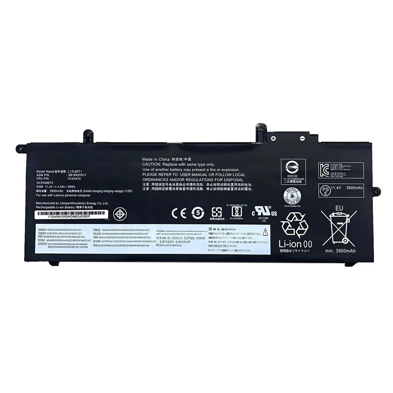 L17L6P71 Laptop Battery for Lenovo ThinkPad X280 Series L17S6P71 L17C6P71 L17M6P71 TP00093A 01AV470 01AV471 01AV472 11.4V 48Wh
L17L6P71 Laptop Battery for Lenovo ThinkPad X280 Series L17S6P71 L17C6P71 L17M6P71 TP00093A 01AV470 01AV471 01AV472 11.4V 48Wh