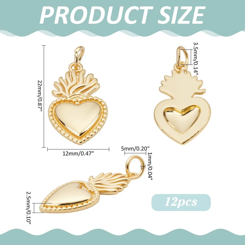 12Pcs Brass Pendants Sacred Heart Golden 22x12x2.5mm Jump Ring: 5x1mm Hole: 3.5mm
12Pcs Brass Pendants Sacred Heart Golden 22x12x2.5mm Jump Ring: 5x1mm Hole: 3.5mm
