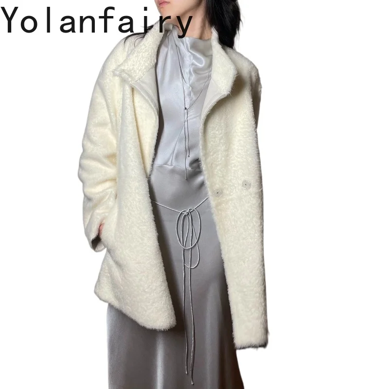 YOLANFAIRY Real Sheep Shearling Coat Women Winter High-end Soft Warm Natural Leather Fur Coats Woman Mid-length Elegant Jacket
YOLANFAIRY Real Sheep Shearling Coat Women Winter High-end Soft Warm Natural Leather Fur Coats Woman Mid-length Elegant Jacket