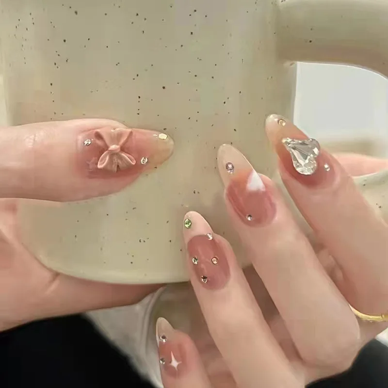 24pcs False Nails Featuring Teardrop-shaped Rhinestones Bows 3D Hearts and Press-on Designs— Nail Tips Perfect As Gifts for Girl
24pcs False Nails Featuring Teardrop-shaped Rhinestones Bows 3D Hearts and Press-on Designs— Nail Tips Perfect As Gifts for Girl
