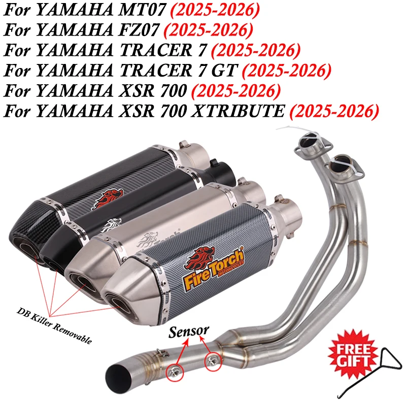 For YAMAHA MT07 FZ07 TRACER 7 GT XSR 700 XTRIBUTE 2025 2026 Motorcycle Exhaust Escape Front Mid Link Pipe DB Killer 51MM Muffler
For YAMAHA MT07 FZ07 TRACER 7 GT XSR 700 XTRIBUTE 2025 2026 Motorcycle Exhaust Escape Front Mid Link Pipe DB Killer 51MM Muffler