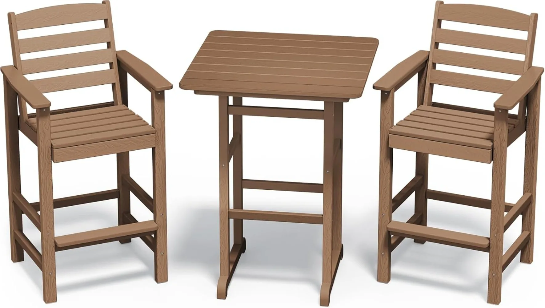 Chairs and Table 3 Pieces Set, Adirondack Bar Height Chairs Set of 2 and Bar Table, Outdoor Bar Stools Set for Bistro, 
Chairs and Table 3 Pieces Set, Adirondack Bar Height Chairs Set of 2 and Bar Table, Outdoor Bar Stools Set for Bistro,