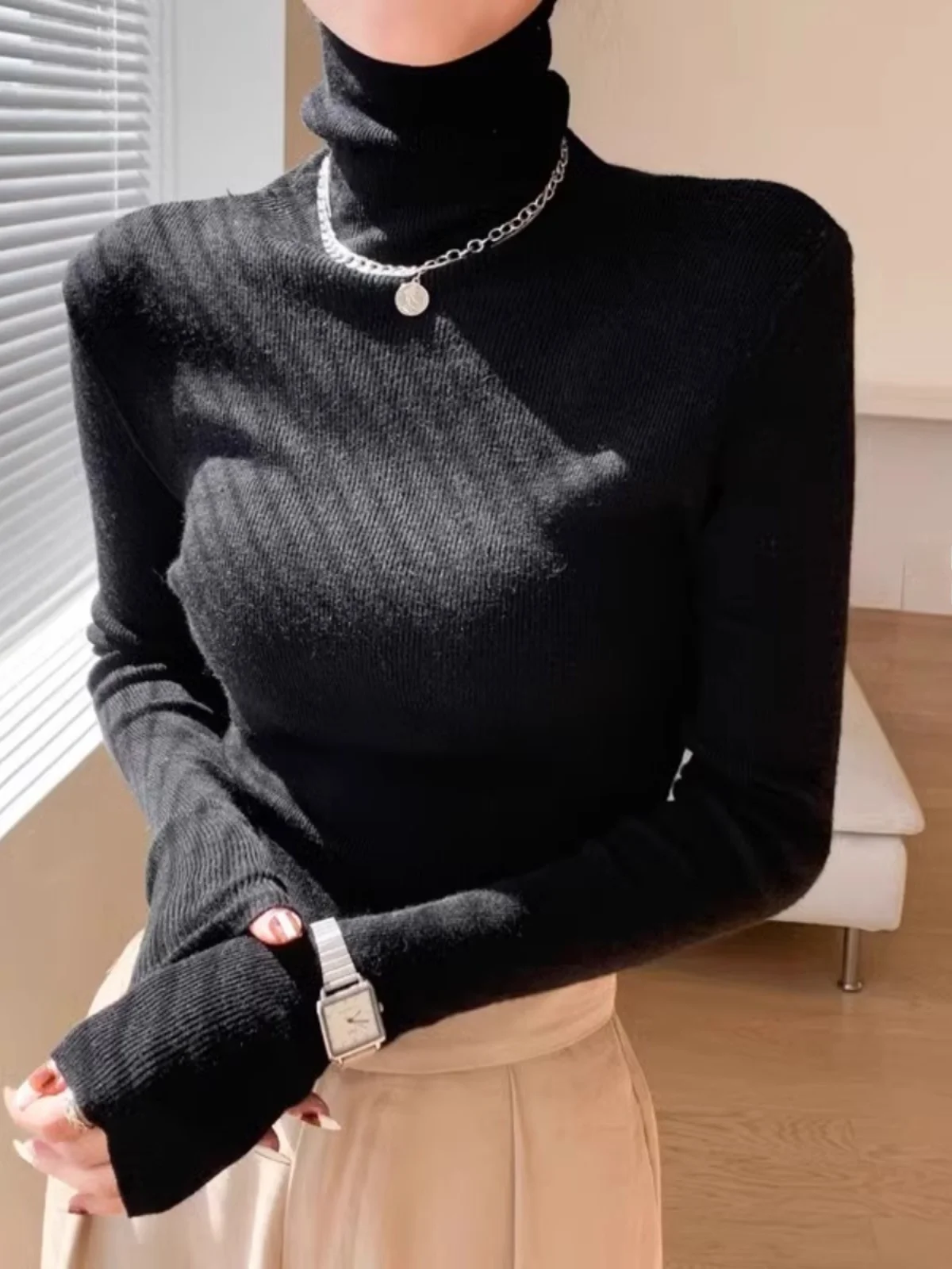 Women's High Collar Knitted Sweater Base Shirt Slim Fit Fashionable Autumn Winter Knitwear Peacock Brand Commute Style Long S...
Women's High Collar Knitted Sweater Base Shirt Slim Fit Fashionable Autumn Winter Knitwear Peacock Brand Commute Style Long S...