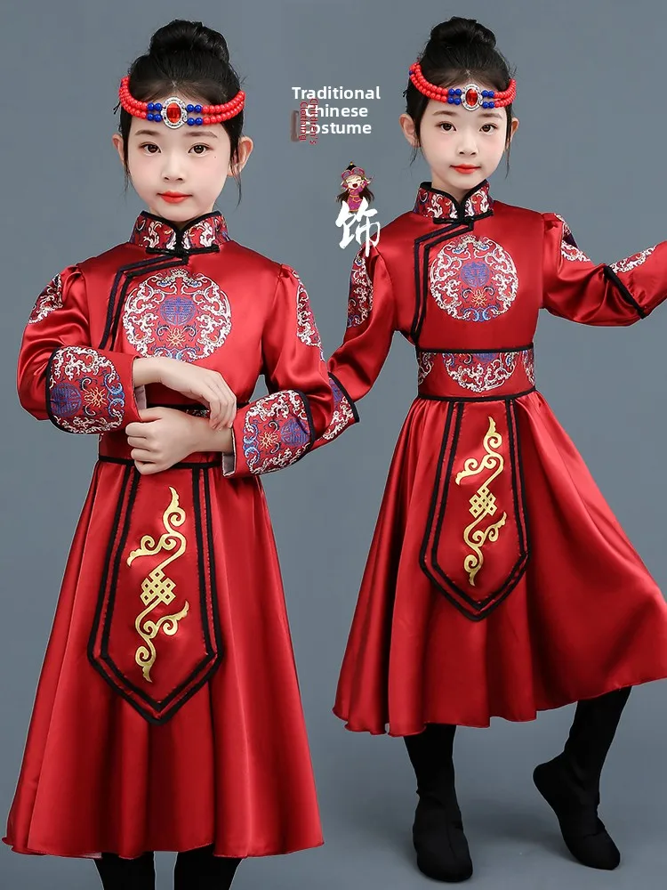 Children's Mongolian Ethnic Costume Girls' Mongolian Robe assland Chopstis Dance White Dance Performance Clothes
Children's Mongolian Ethnic Costume Girls' Mongolian Robe assland Chopstis Dance White Dance Performance Clothes