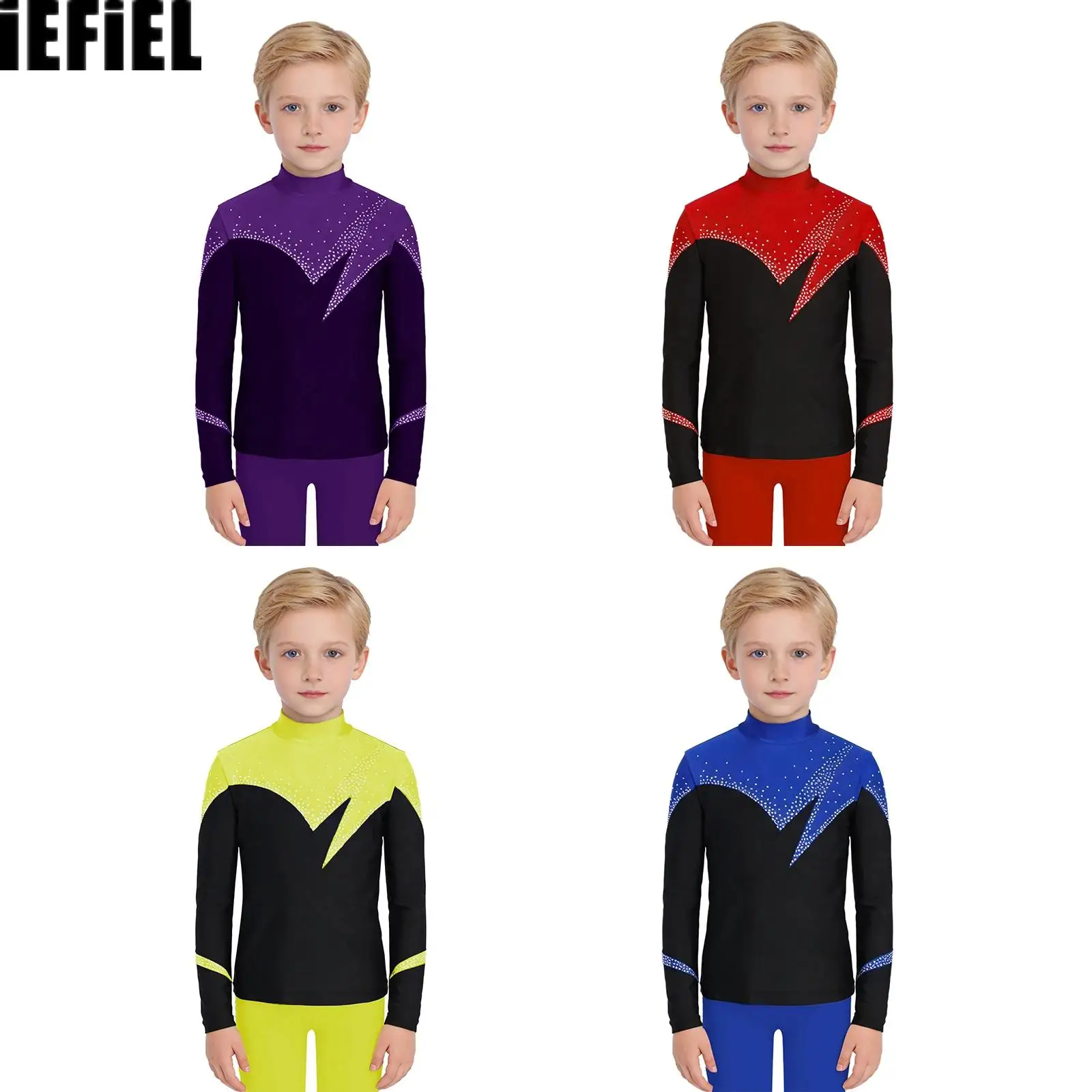 Kids Boys Figure Skating Dance Top Mock Neck Long Sleeve Back Invisible Zipper Shiny Rhinestones Top for Performance Competition
Kids Boys Figure Skating Dance Top Mock Neck Long Sleeve Back Invisible Zipper Shiny Rhinestones Top for Performance Competition