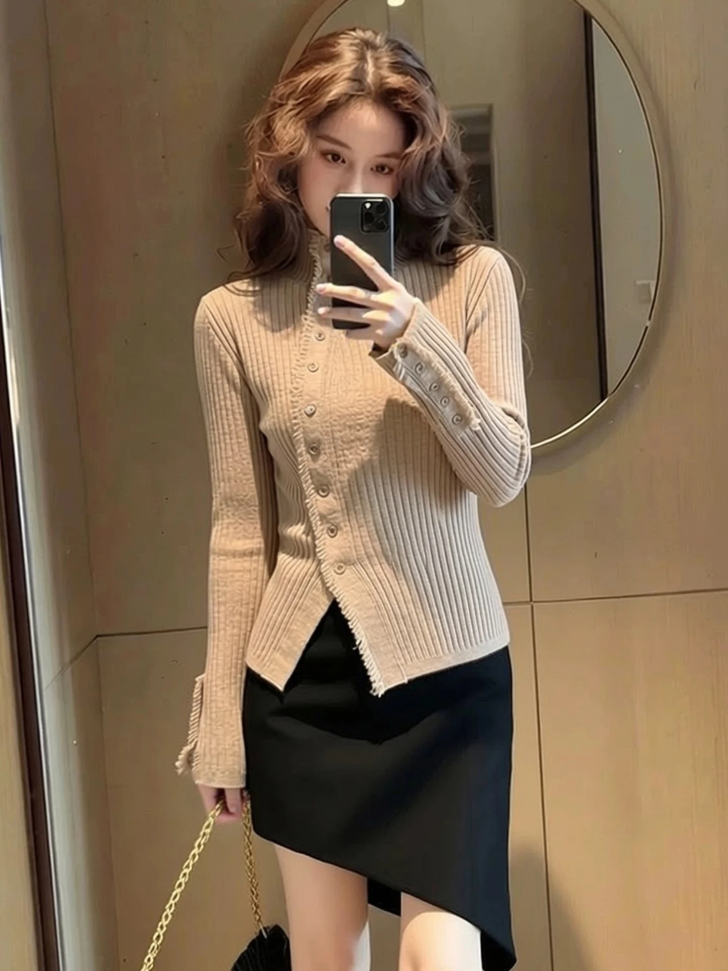 Elegant Slim Fit Knitted Sweater High Neck Long Sleeve Soft Cozy Button up Luxury Spring Fashion Women's Cashmere Top
Elegant Slim Fit Knitted Sweater High Neck Long Sleeve Soft Cozy Button up Luxury Spring Fashion Women's Cashmere Top