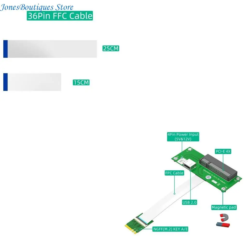 PCIExpress Adapter Cable, Mini PCIe to PCIE8X Extender Mini PCIE Extension Cable W8KE