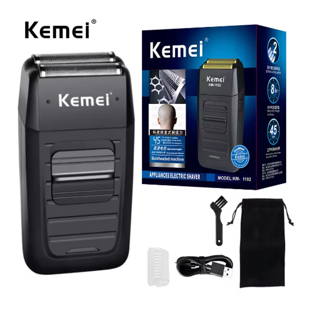 Kemei-1102 Rechargeable Cordless Shaver For Men Beard Shaver Machine Twin Blade Face Care Multifunction Strong Kemei Trimmer
Kemei-1102 Rechargeable Cordless Shaver For Men Beard Shaver Machine Twin Blade Face Care Multifunction Strong Kemei Trimmer