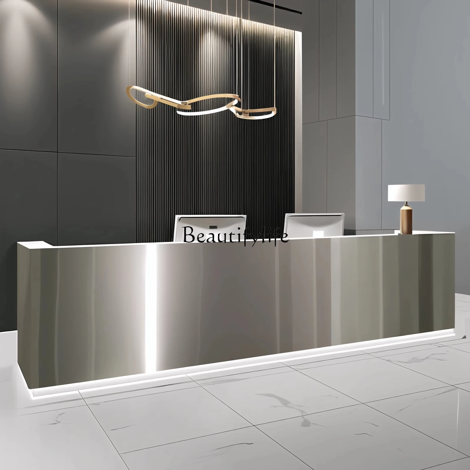 Stainless steel checkout page Clothing store Commercial store cabinet Modern simple company Technology reception front desk
Stainless steel checkout page Clothing store Commercial store cabinet Modern simple company Technology reception front desk