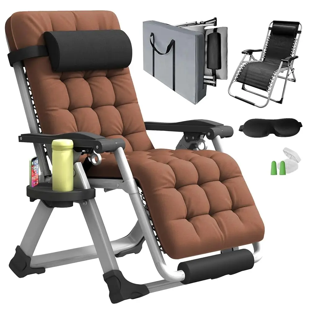 Oversized Zero Gravity Chair, Xl Lounge Chair 29” Width, Padded Reclining Camping Chair W/Removable Cushion & Adj Headrest,
Oversized Zero Gravity Chair, Xl Lounge Chair 29” Width, Padded Reclining Camping Chair W/Removable Cushion & Adj Headrest,