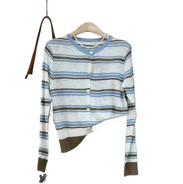 2026 Early Spring New Gentle Temperament Elegant and Thin Casual Contrasting Stripes Long-sleeved Knitted Cardigan Women's Top
2026 Early Spring New Gentle Temperament Elegant and Thin Casual Contrasting Stripes Long-sleeved Knitted Cardigan Women's Top