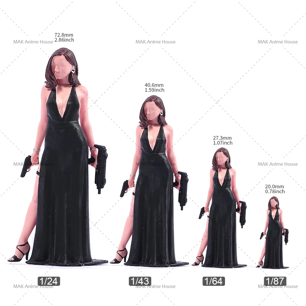 Printed Miniatures1/87 1/64 1/43 1/24 Black Dress Sexy Female Killer Agent Scene Figure Doll Painted Model Scene Decoration Toys
Printed Miniatures1/87 1/64 1/43 1/24 Black Dress Sexy Female Killer Agent Scene Figure Doll Painted Model Scene Decoration Toys