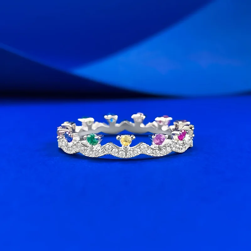 S925 Silver Ring New Style Full Set Colorful Striped Ring Lace Crown Women's Simple Thin Stacked Jewelry
S925 Silver Ring New Style Full Set Colorful Striped Ring Lace Crown Women's Simple Thin Stacked Jewelry