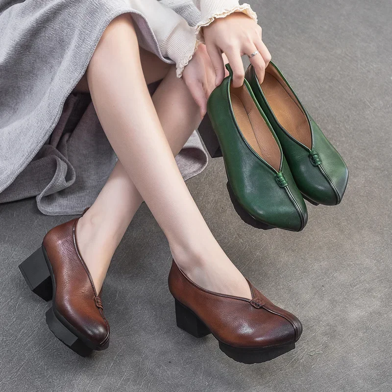 Pumps Women Leather High Heels Retro Shoes For Women Slip On Lazy Shoes Handmade Genuine Leather Pumps 2025
Pumps Women Leather High Heels Retro Shoes For Women Slip On Lazy Shoes Handmade Genuine Leather Pumps 2025