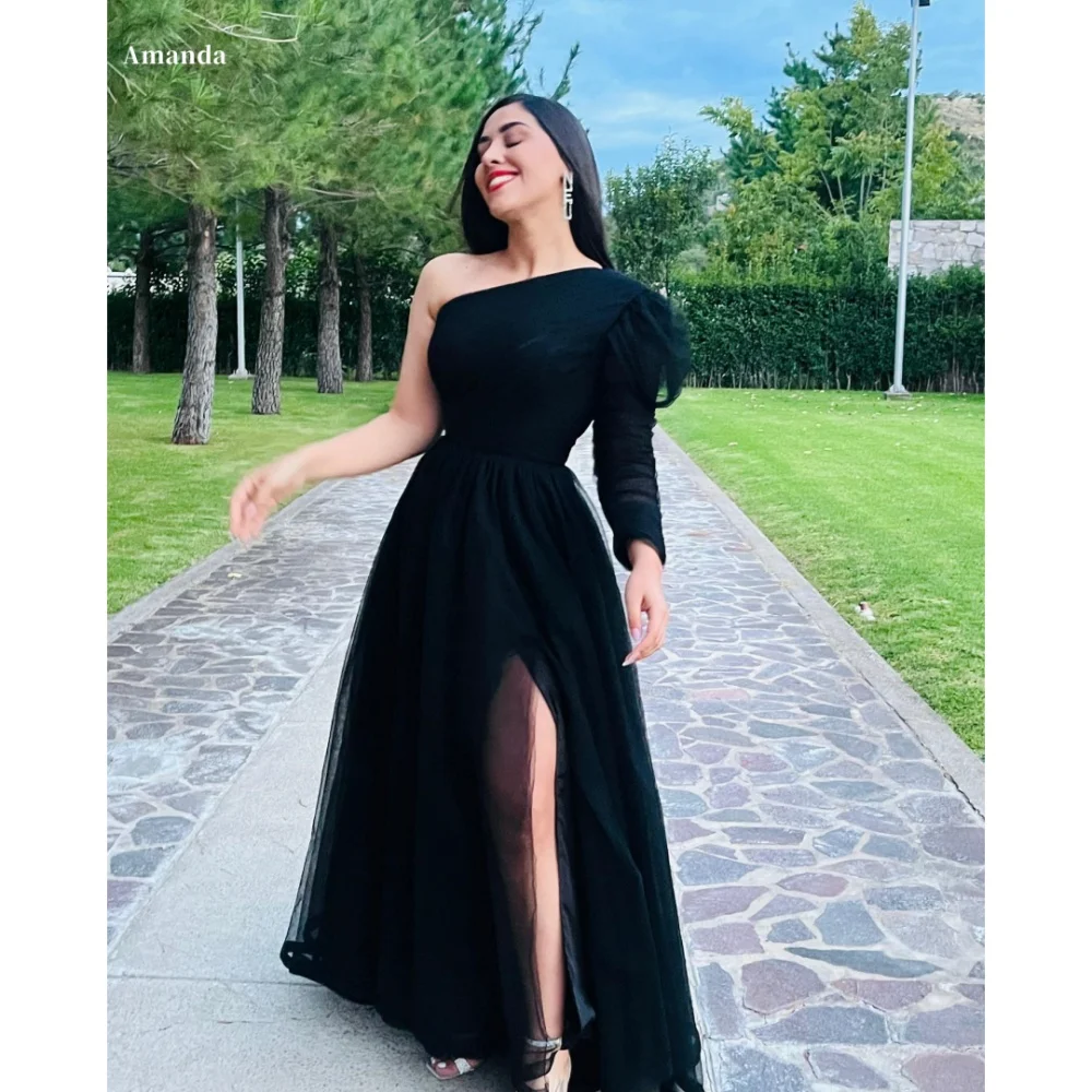 Amanda Customized Slanted Shoulders Side Slit Prom Dresses Mesh Fabric Long Sleeves vestidos de noche A-line Formal Evening 2025
Amanda Customized Slanted Shoulders Side Slit Prom Dresses Mesh Fabric Long Sleeves vestidos de noche A-line Formal Evening 2025