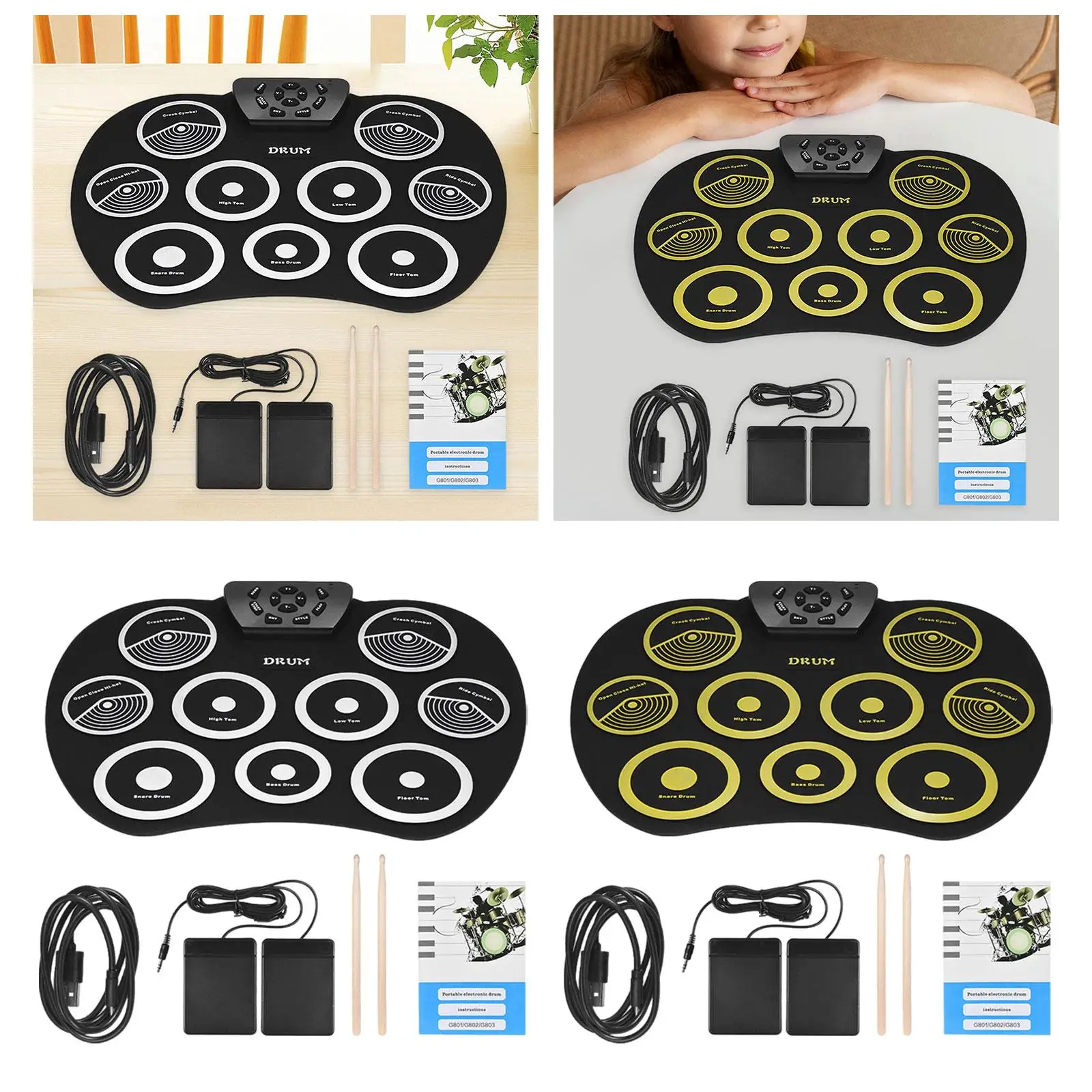 Electronic Drum Set USB Power Supply Silicone Pads Holiday Gift Versatile for Boys Girls Easy to Carry for Practice and Gaming
Electronic Drum Set USB Power Supply Silicone Pads Holiday Gift Versatile for Boys Girls Easy to Carry for Practice and Gaming