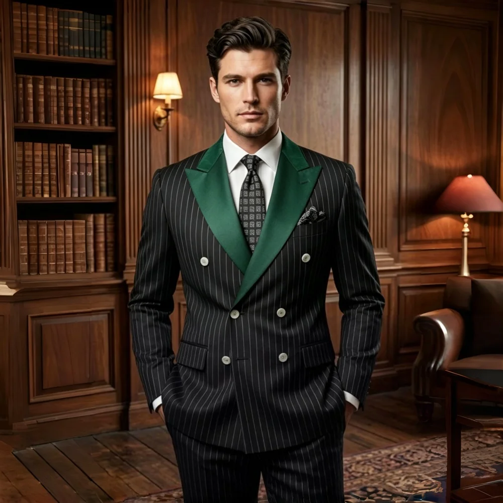 Black Stripe Men Suits Double Breasted Wedding Tuxedo Slim Fit 2 Pieces Formal Blazer Pants Set For Groom Guest Prom Party 2026
Black Stripe Men Suits Double Breasted Wedding Tuxedo Slim Fit 2 Pieces Formal Blazer Pants Set For Groom Guest Prom Party 2026