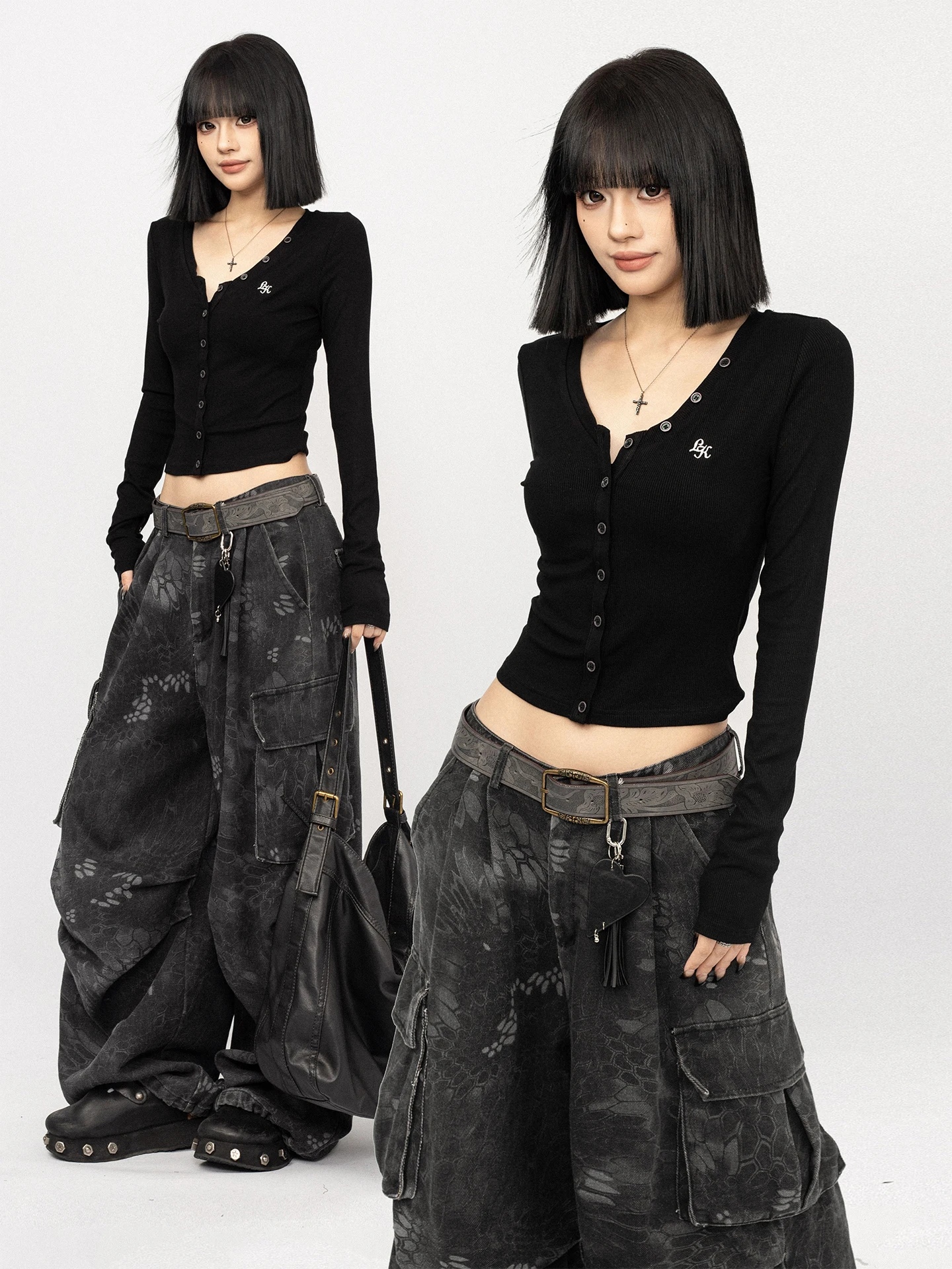 OCTTFLAB Американская ретро-футболка для женщин с V-образным вырезом и длинным рукавом, черная, облегающая, базовая, короткий топ, модная женская одежда
OCTTFLAB Американская ретро-футболка для женщин с V-образным вырезом и длинным рукавом, черная, облегающая, базовая, короткий топ, модная женская одежда