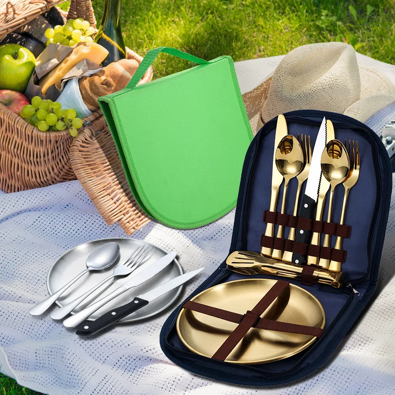 Stainless steel outdoor tableware, camping picnic barbecue, steak, knives, forks, spoons, plates, portable tableware set
Stainless steel outdoor tableware, camping picnic barbecue, steak, knives, forks, spoons, plates, portable tableware set
