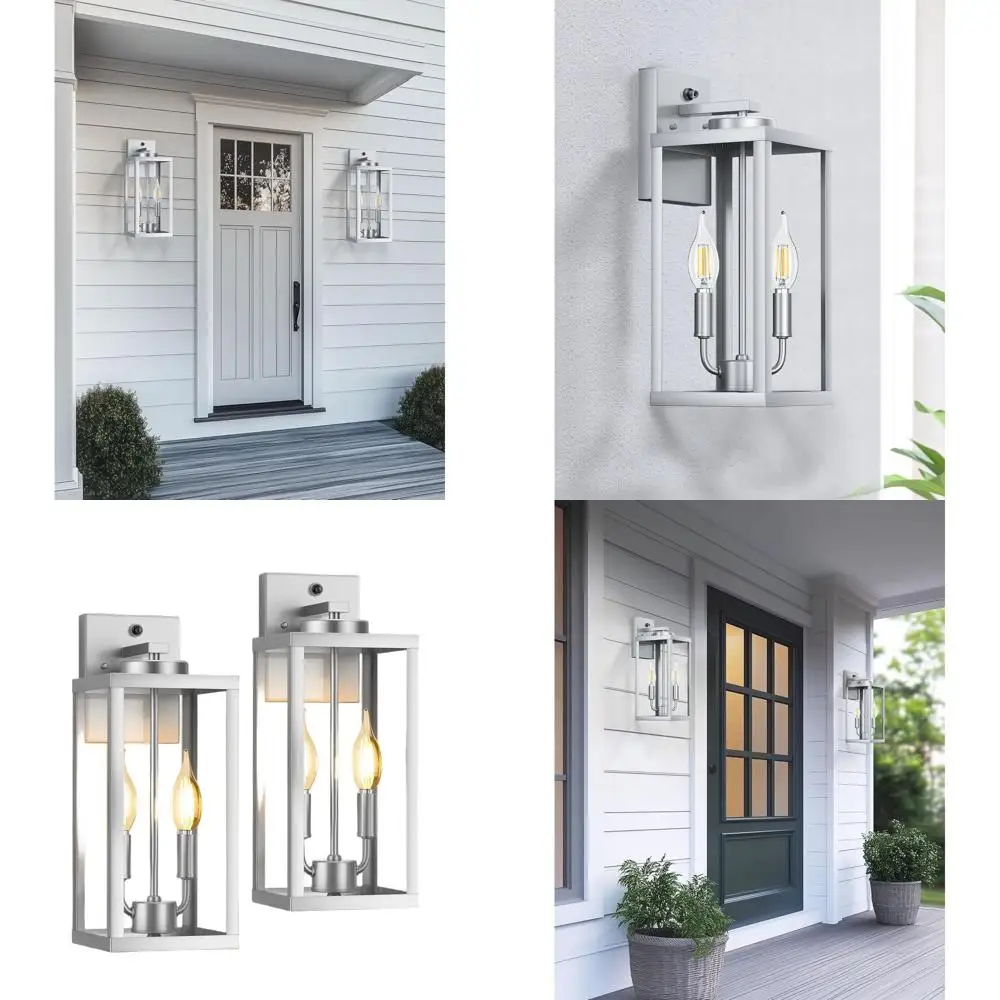 Набор из 2 серебряных переходных наружных настенных бра, водонепроницаемое освещение от сумерения до рассвета для крыльца и гаража
Набор из 2 серебряных переходных наружных настенных бра, водонепроницаемое освещение от сумерения до рассвета для крыльца и гаража