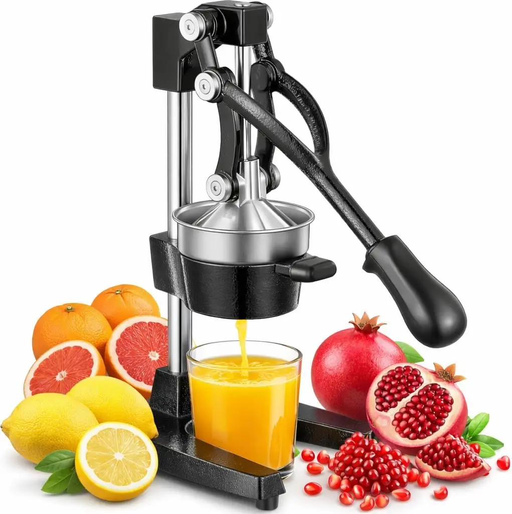 Heavy Duty Cast Iron Juicer, Hand Press, No Peel, 90% Juice Yield, Easy Clean, for Home & Bar
Heavy Duty Cast Iron Juicer, Hand Press, No Peel, 90% Juice Yield, Easy Clean, for Home & Bar