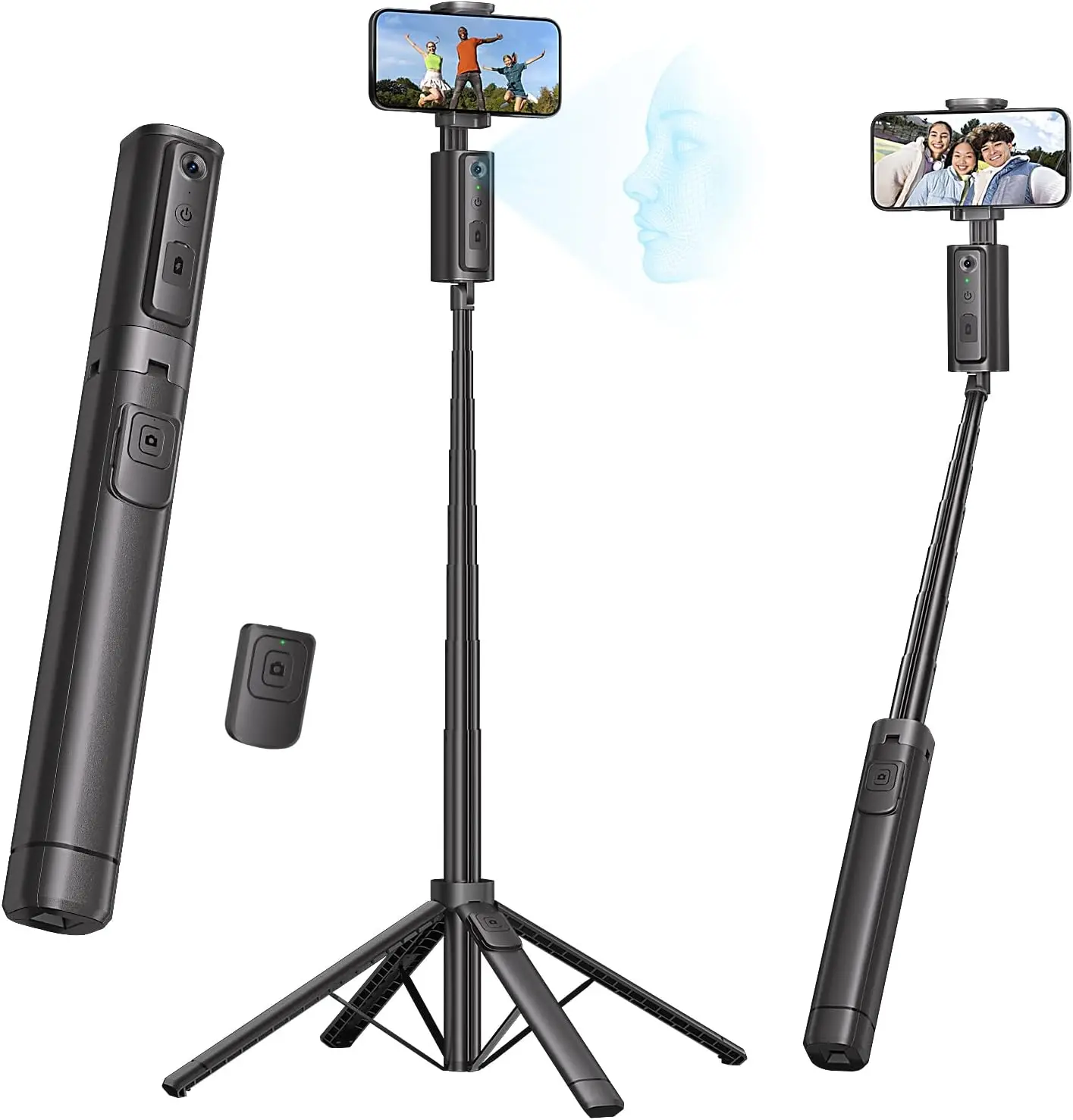 Auto Face Tracking Tripod for iPhone, 360° Rotation Follows Movement, Bluetooth Remote for Vlog and Live Streaming
Auto Face Tracking Tripod for iPhone, 360° Rotation Follows Movement, Bluetooth Remote for Vlog and Live Streaming