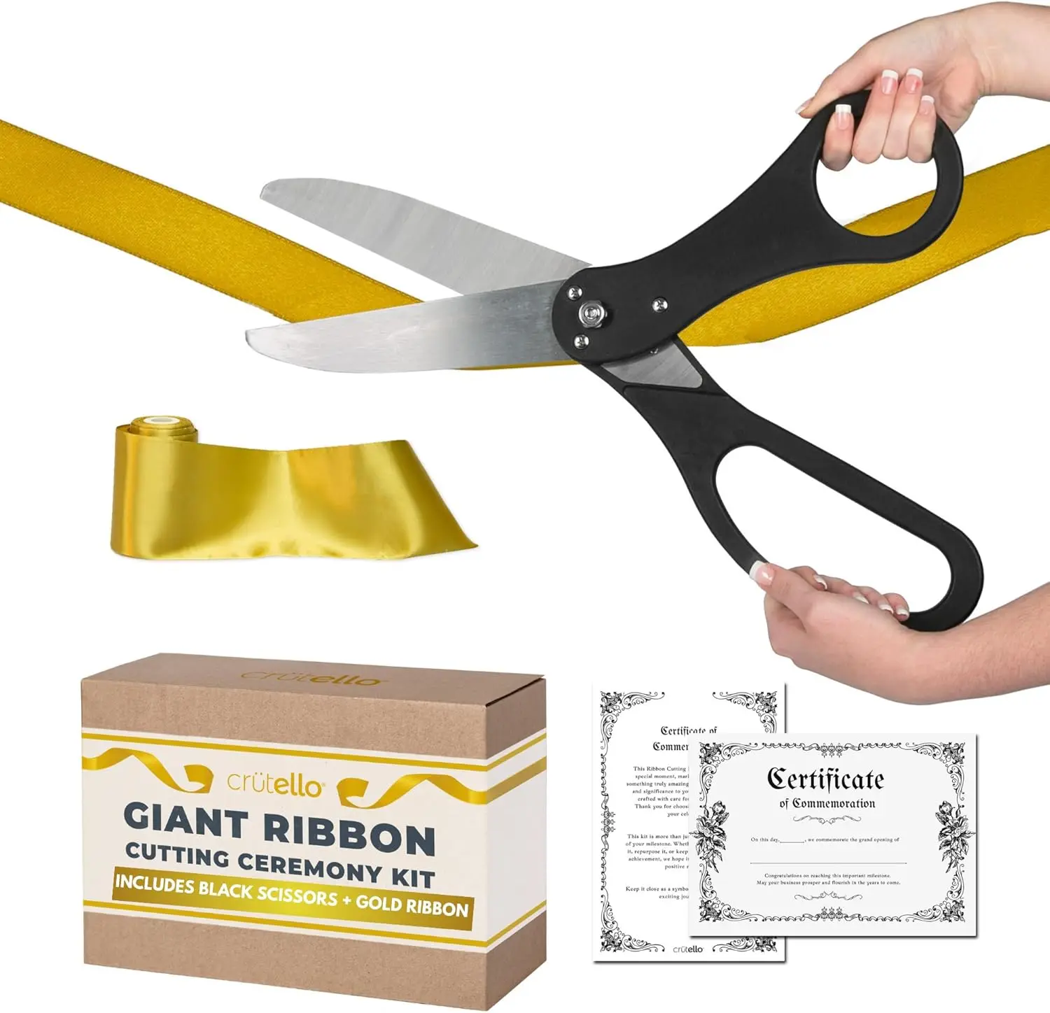 Giant Ribbon Cutting Ceremony Kit 20" XL Scissors with Black Handles & 30ft 4" Wide Gold Ribbon
Giant Ribbon Cutting Ceremony Kit 20" XL Scissors with Black Handles & 30ft 4" Wide Gold Ribbon