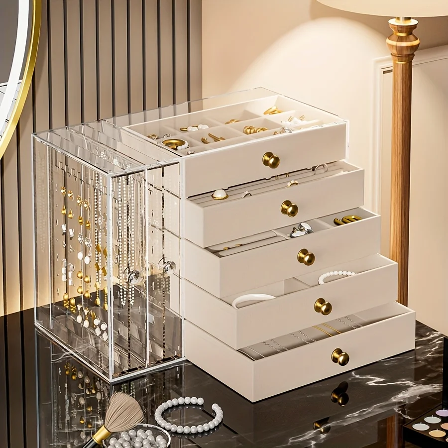 7 Layer Flannel Transparent Jewelry Box High Capacity Drawer Organizers Earring Necklace Ring Storage Portable Storage Box Gifts
7 Layer Flannel Transparent Jewelry Box High Capacity Drawer Organizers Earring Necklace Ring Storage Portable Storage Box Gifts