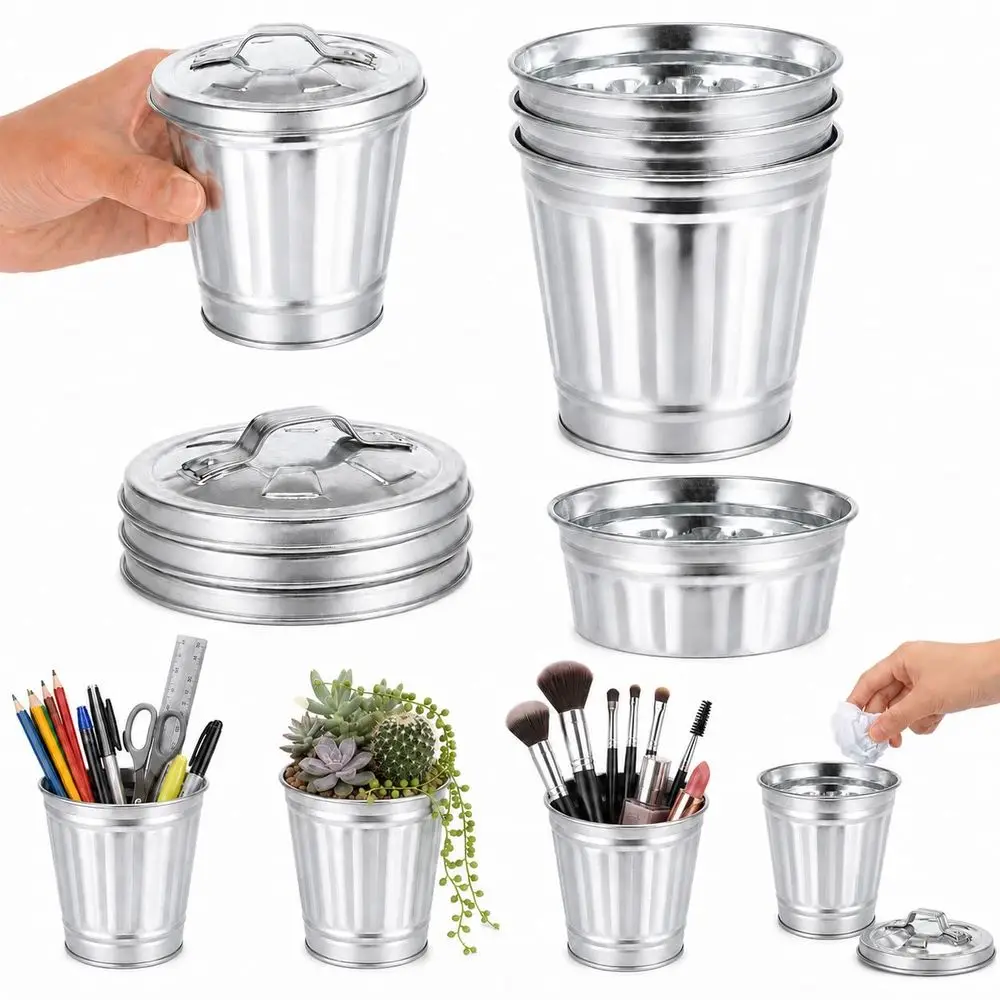 Set of 3 Mini Metal Trash Cans with Lids, Ideal for Parties, Cute Desk Organizers, Snack and Pencil Holders
Set of 3 Mini Metal Trash Cans with Lids, Ideal for Parties, Cute Desk Organizers, Snack and Pencil Holders