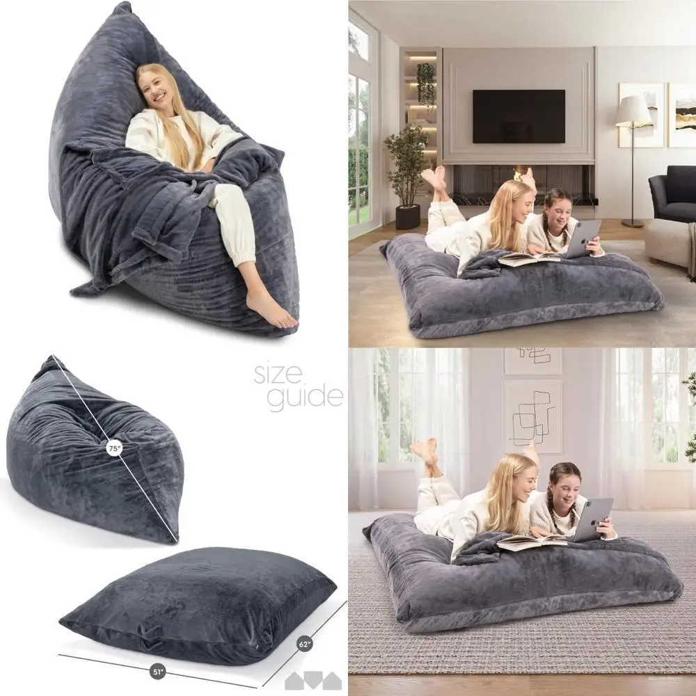 Giant 3-in-1 Convertible Bean Bag Chair, Comfortable Floor Lounger for All Ages, Versatile Beanbag Cushion for Relaxation and Pl
Giant 3-in-1 Convertible Bean Bag Chair, Comfortable Floor Lounger for All Ages, Versatile Beanbag Cushion for Relaxation and Pl