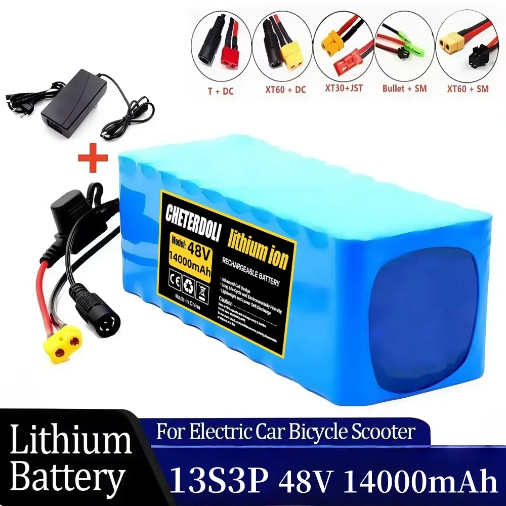 48V 14Ah Lithium Ion Battery Pack with BMS & 54.6V Charger - 700W Power for 48V Motors, 13S3P Configuration.
48V 14Ah Lithium Ion Battery Pack with BMS & 54.6V Charger - 700W Power for 48V Motors, 13S3P Configuration.