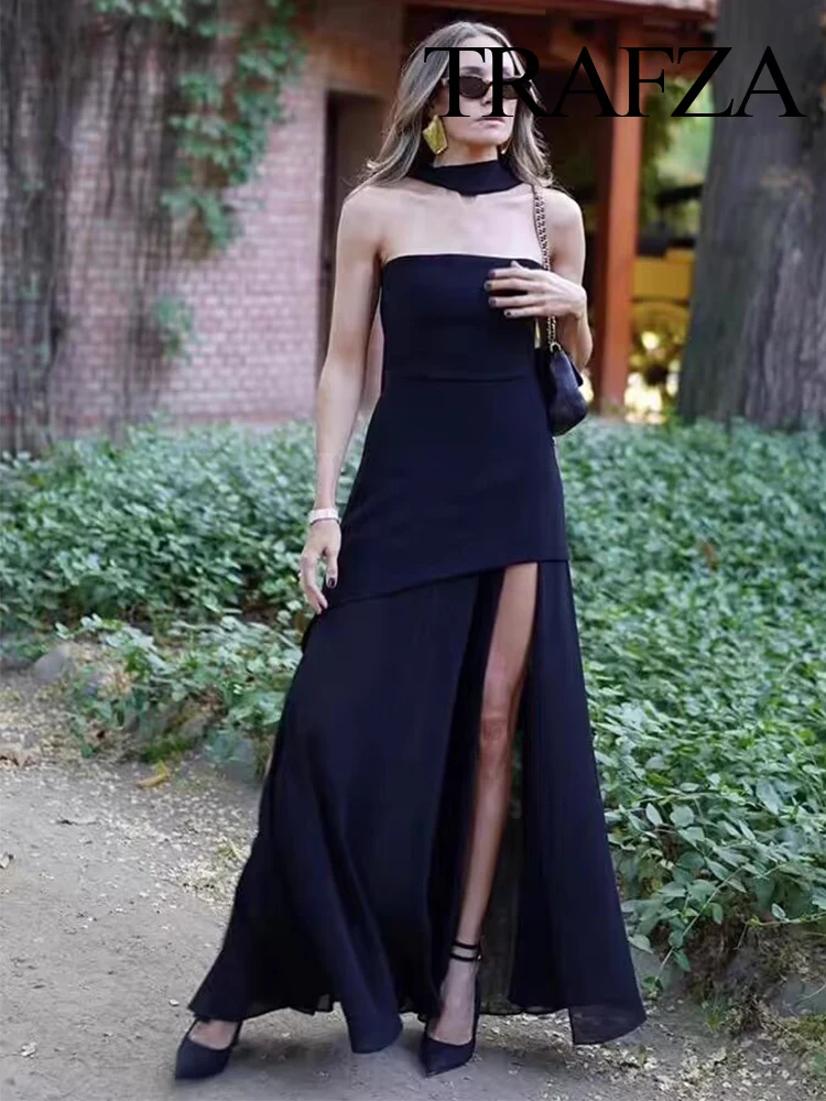 TRAFZA Women Summer Seaside Holiday Strap Boob Mesh Spliced Midi Dress Female Solid Sexy Backless Slim Party Sleeveless Dress
TRAFZA Women Summer Seaside Holiday Strap Boob Mesh Spliced Midi Dress Female Solid Sexy Backless Slim Party Sleeveless Dress