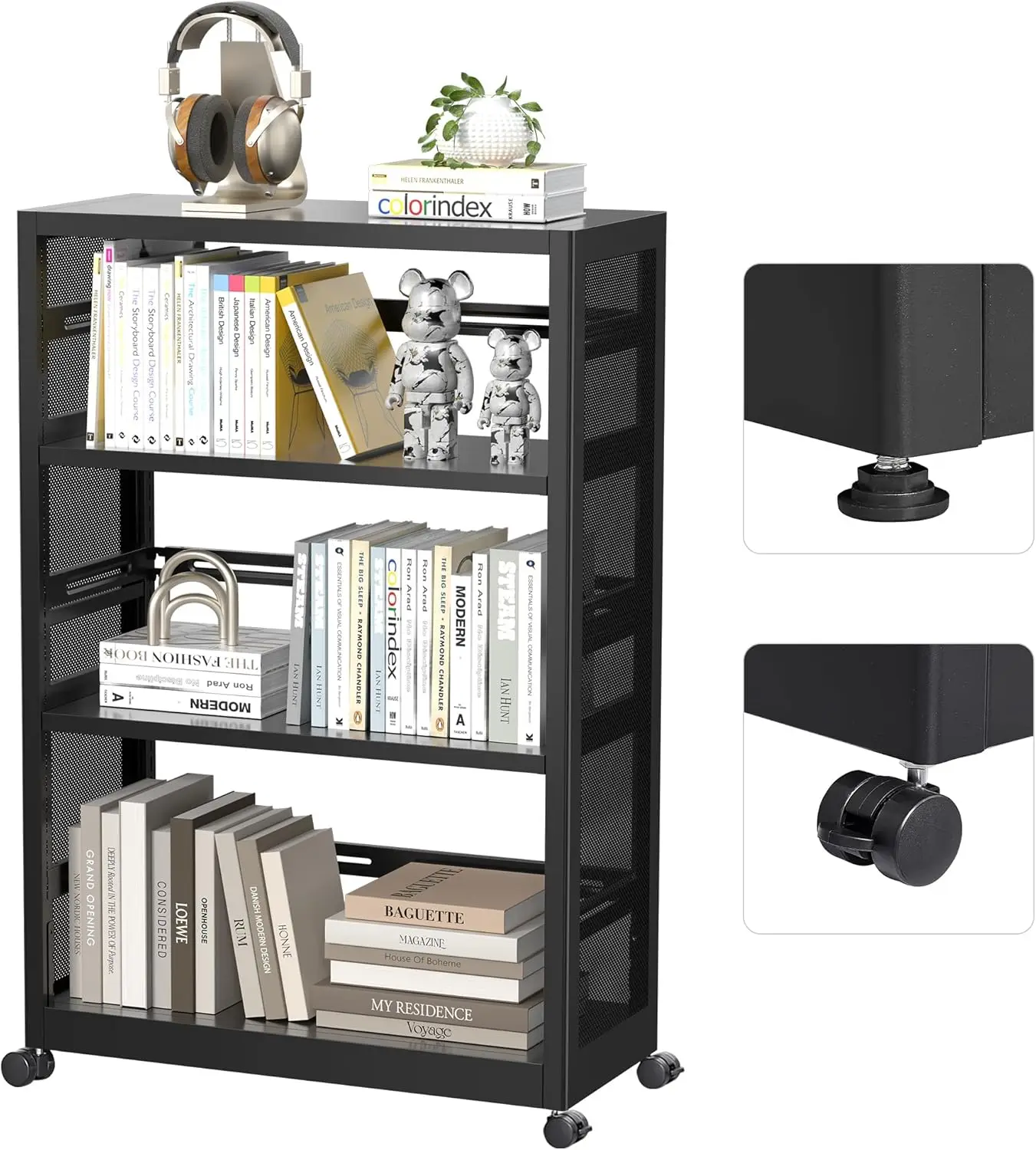 Metal 3 Tier Bookshelf With Wheels And Adjustable Feet, Heavy Duty Rolling 3 Shelf Bookcase, Bla Book Shelf For Small Space,
Metal 3 Tier Bookshelf With Wheels And Adjustable Feet, Heavy Duty Rolling 3 Shelf Bookcase, Bla Book Shelf For Small Space,