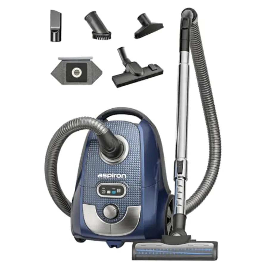 Canister Vacuum for Carpets Hardwood Floors Stairs Pet Hair Household Use, 1600W 40KPA Bagged Vacuum with 4QT Dust Bag H13 HEPA
Canister Vacuum for Carpets Hardwood Floors Stairs Pet Hair Household Use, 1600W 40KPA Bagged Vacuum with 4QT Dust Bag H13 HEPA