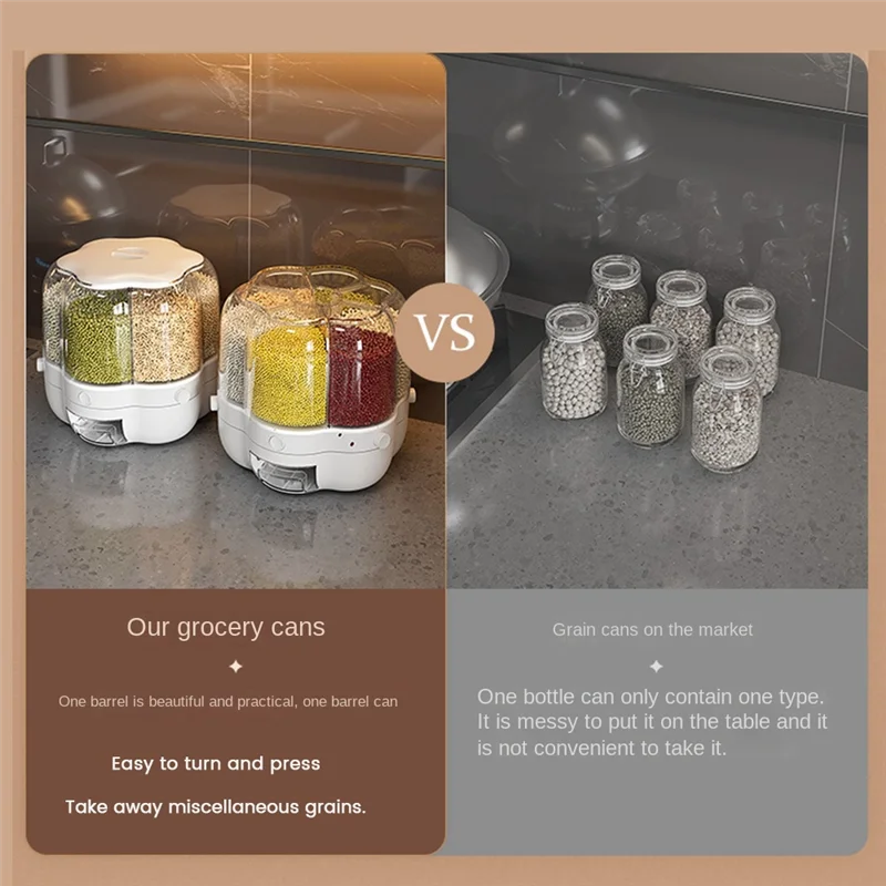 LUCK-Home Food Container Rotatable Rice Barrels Sealed Cereal Dispenser Kitchen Food Storage Container White
LUCK-Home Food Container Rotatable Rice Barrels Sealed Cereal Dispenser Kitchen Food Storage Container White