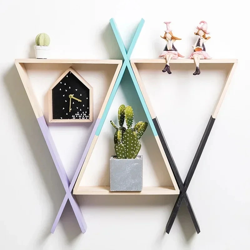 New Creative Solid Wood Scandinavian Style Triangle Shelf Living Room Bedroom Wall Hanging Kids Room Decorations Storage Shelves
New Creative Solid Wood Scandinavian Style Triangle Shelf Living Room Bedroom Wall Hanging Kids Room Decorations Storage Shelves
