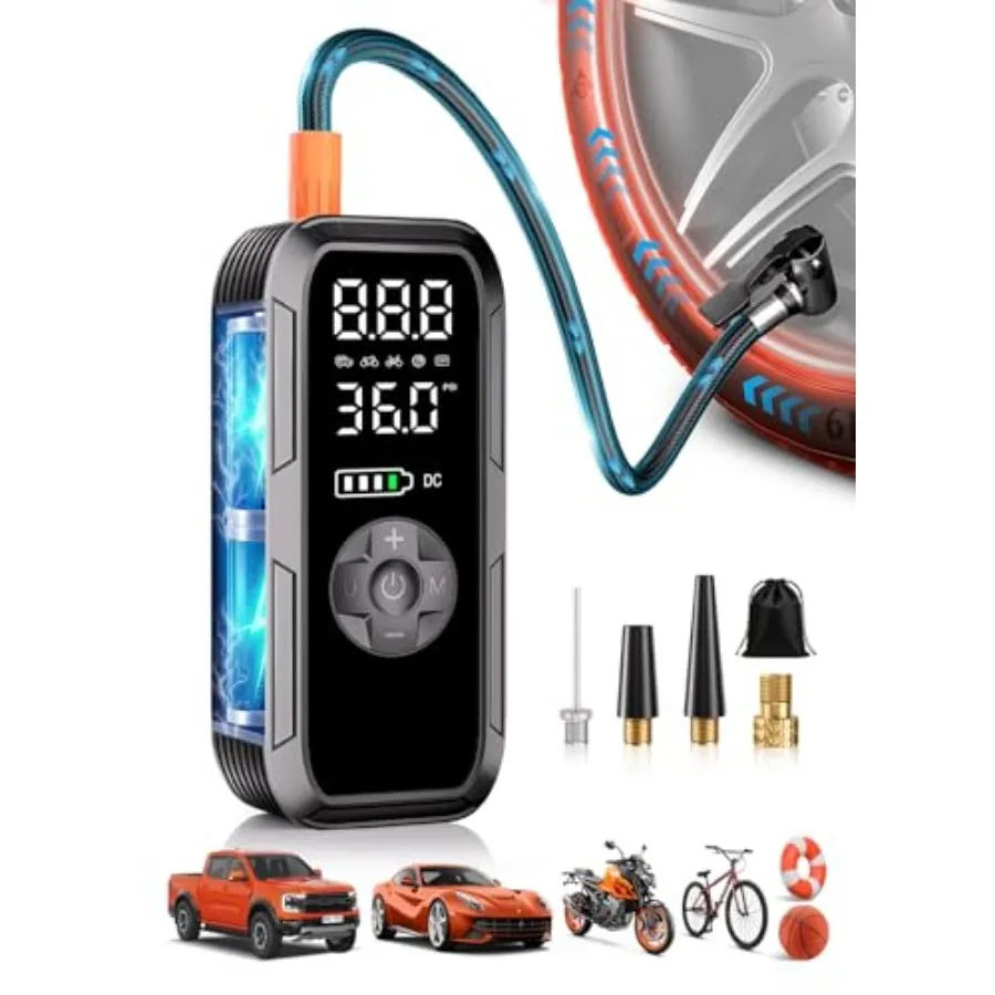 Y51 Tire Inflator Portable Air Compressor 150 PSI Cordless Electric Air Pump for Car Tires Auto Shut-Off/ 4500mAh/ 12V DC Car P
Y51 Tire Inflator Portable Air Compressor 150 PSI Cordless Electric Air Pump for Car Tires Auto Shut-Off/ 4500mAh/ 12V DC Car P