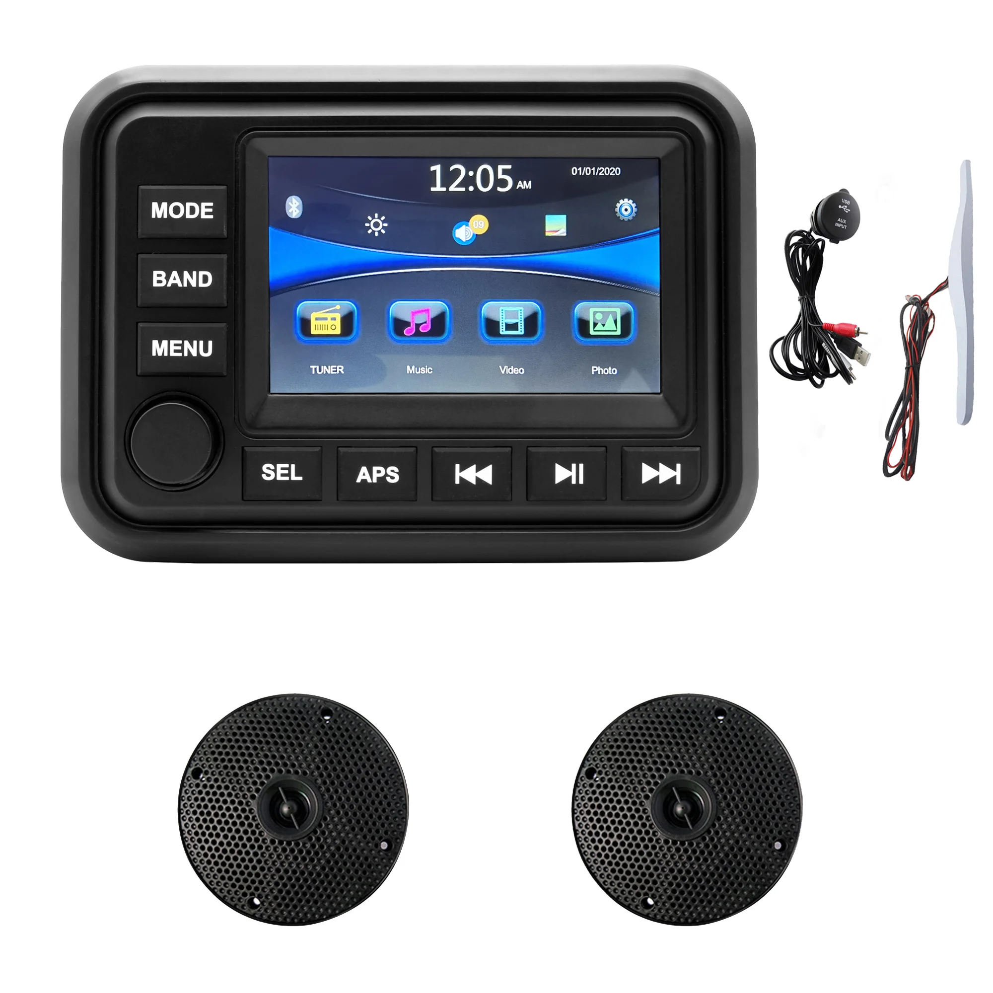 Водонепроницаемые морские 47-дюймовые динамики H-5104 * 2 + Bluetooth MP3-радиоплеер H-303A + USB-кабель даты + костюм антенны
Водонепроницаемые морские 47-дюймовые динамики H-5104 * 2 + Bluetooth MP3-радиоплеер H-303A + USB-кабель даты + костюм антенны