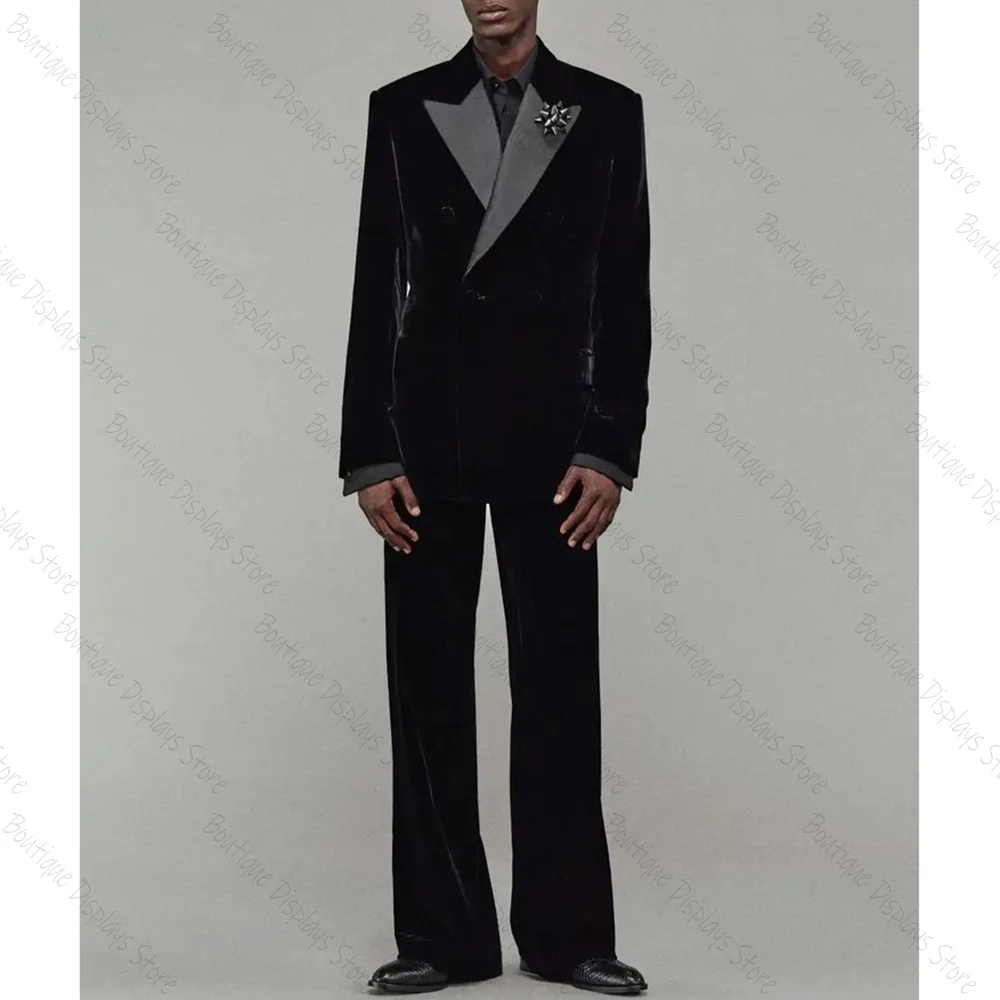 Black Velvet Double Breasted Straight Men Suit Two Pieces(Jacket+Pants) Lapel Outfits Chic Casual Party Prom Wedding Set
Black Velvet Double Breasted Straight Men Suit Two Pieces(Jacket+Pants) Lapel Outfits Chic Casual Party Prom Wedding Set
