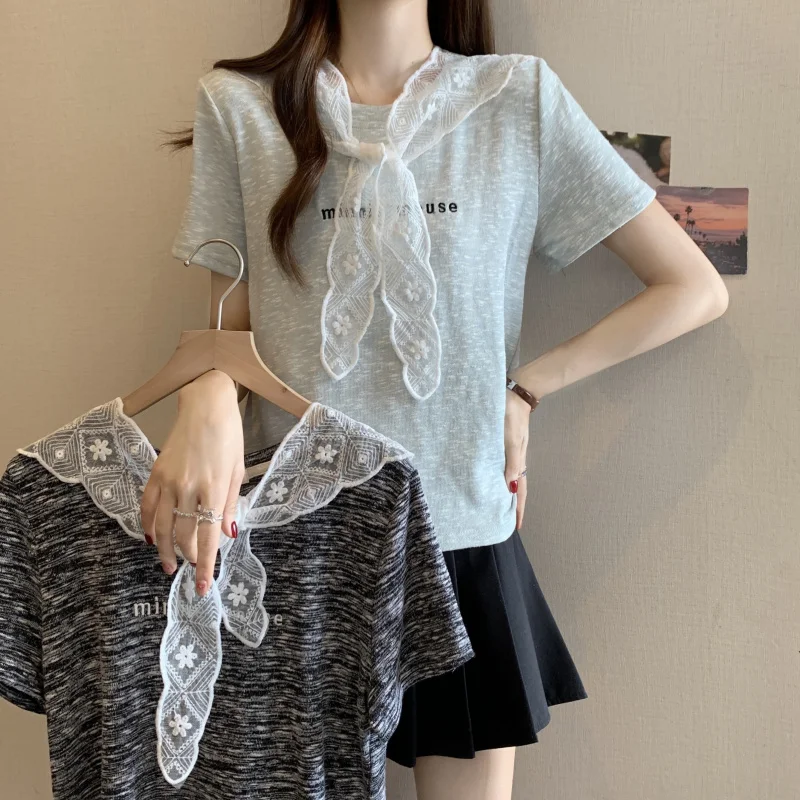 plus Size Women's Lace Cappa Short-Sleeved T-shirt Women's Summer New Versatile Embroidered Top
plus Size Women's Lace Cappa Short-Sleeved T-shirt Women's Summer New Versatile Embroidered Top