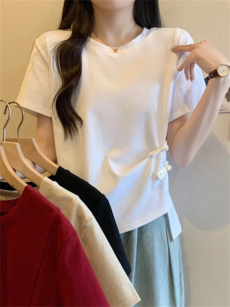 plus Size Summer Chinese Style Short Sleeve T-Shirt Women's Slimming Design Irregular Shoulder Line Commute Style Polyester F...
plus Size Summer Chinese Style Short Sleeve T-Shirt Women's Slimming Design Irregular Shoulder Line Commute Style Polyester F...