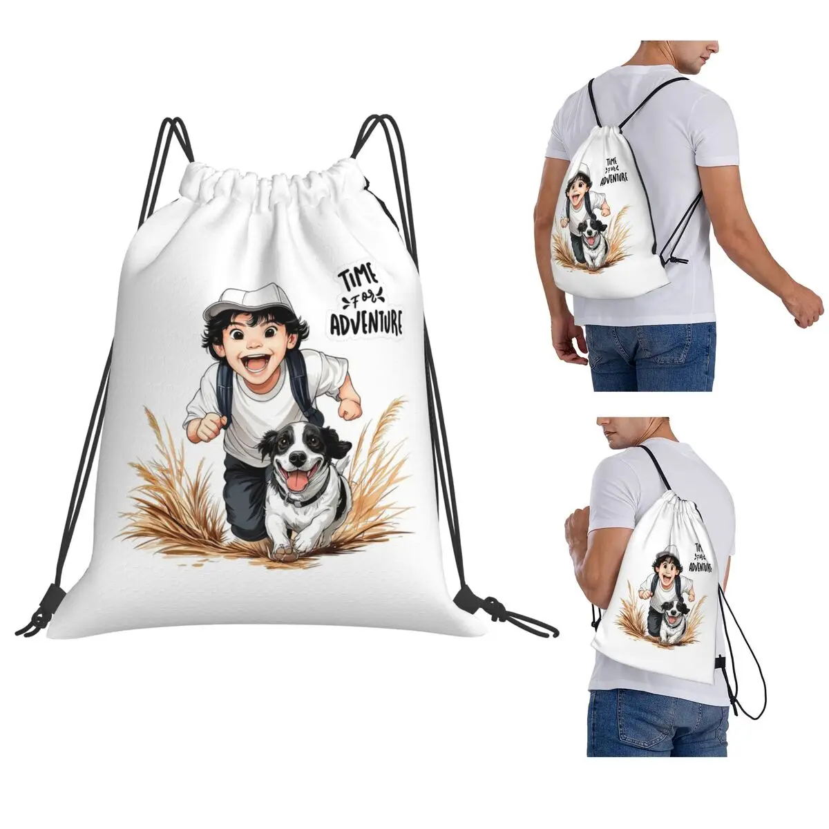 Time For Adventure Joyful Boy And His Dog Backpacks Casual Drawstring Bundle Pocket Sports Bag Book Bags for Travel School
Time For Adventure Joyful Boy And His Dog Backpacks Casual Drawstring Bundle Pocket Sports Bag Book Bags for Travel School
