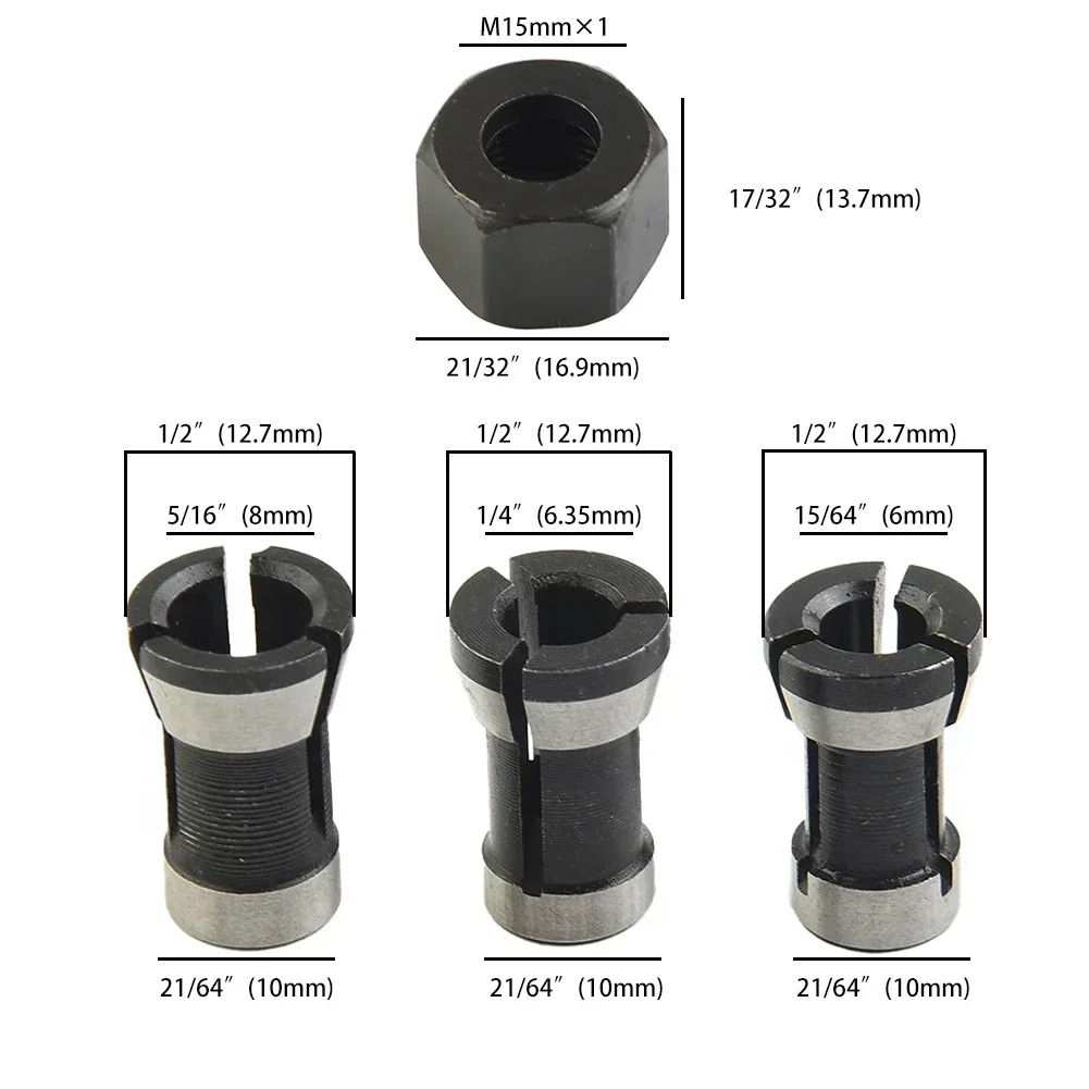 M15 6/6.35/8mm Screw Nut Electric Router Milling Cutter Collet Chuck Replacement For Wood Trimming Machine Woodworking Tools
M15 6/6.35/8mm Screw Nut Electric Router Milling Cutter Collet Chuck Replacement For Wood Trimming Machine Woodworking Tools