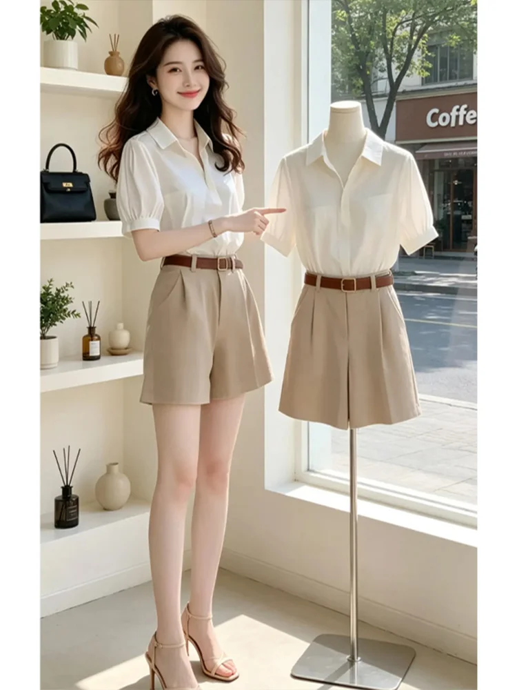 Slimming Effect Shirt And High Waist Shorts Set Women's Korean Style Fashion Casual Wear Breathable Comfortable Summer New Ar...
Slimming Effect Shirt And High Waist Shorts Set Women's Korean Style Fashion Casual Wear Breathable Comfortable Summer New Ar...