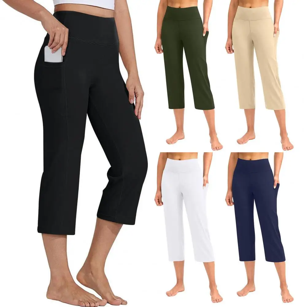 Wide Seam Stitching Belt Pants Stylish Women's High Waist Cropped Yoga Pants with Pockets for Running Training Comfortable
Wide Seam Stitching Belt Pants Stylish Women's High Waist Cropped Yoga Pants with Pockets for Running Training Comfortable