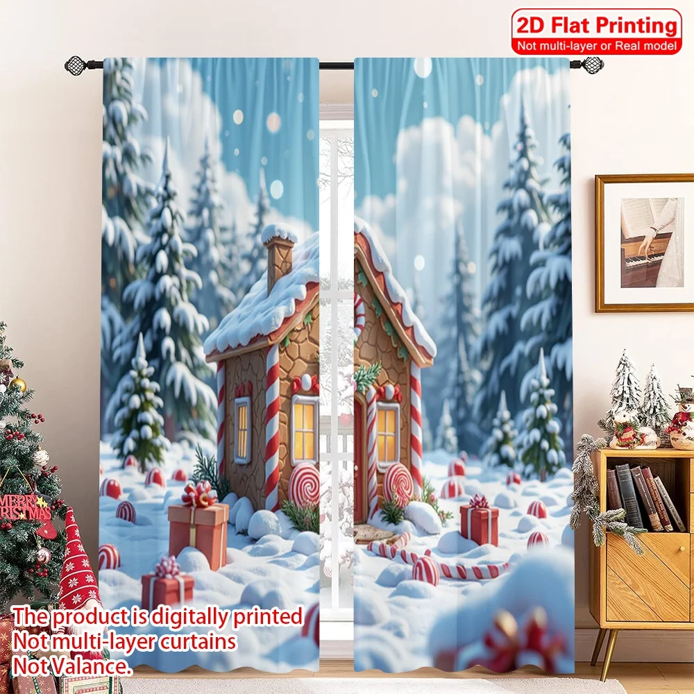 2pcs 2D flat printing Christmas Scene Curtain Gingerbread House Candy Winter Wonderland Polyester Fabric Without Electricity
2pcs 2D flat printing Christmas Scene Curtain Gingerbread House Candy Winter Wonderland Polyester Fabric Without Electricity