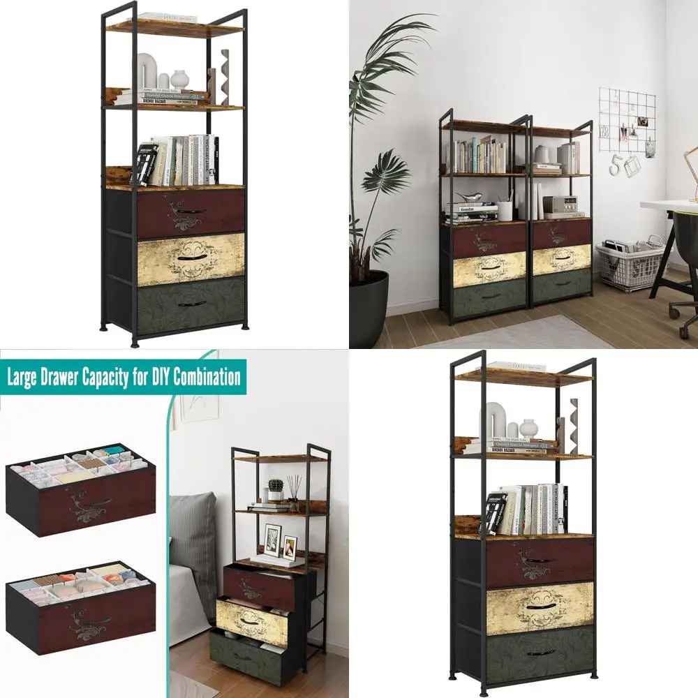 Вертикальная деревянная книжная полка с 3 ящиками, металлический шкаф для хранения, витрина для дома и офиса
Вертикальная деревянная книжная полка с 3 ящиками, металлический шкаф для хранения, витрина для дома и офиса