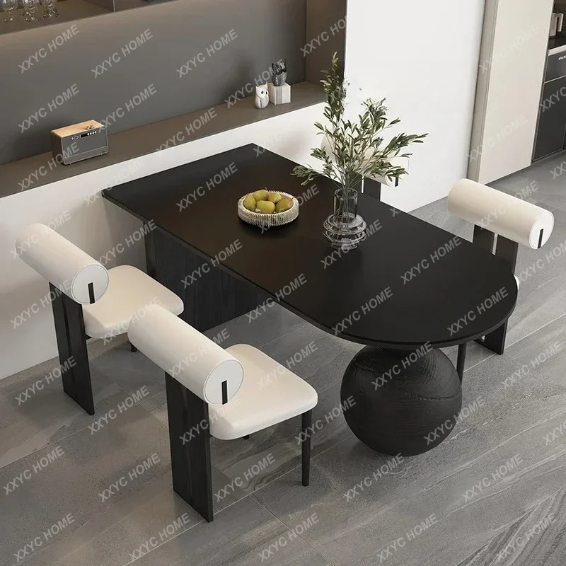 Solid Wood Dining Table Black Antique Small Apartment Against The Wall Semi-circular Household Dining Table
Solid Wood Dining Table Black Antique Small Apartment Against The Wall Semi-circular Household Dining Table