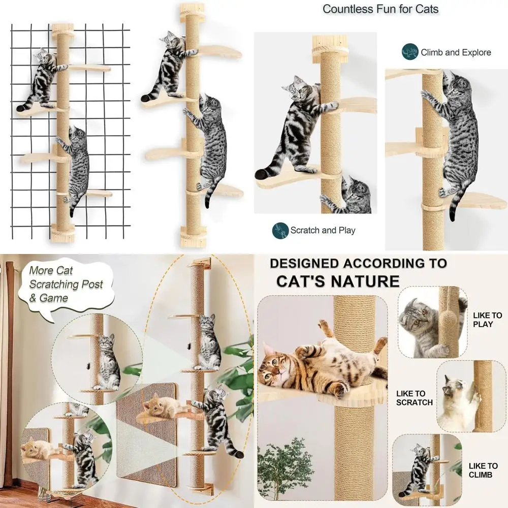 Floor-to-Ceiling Cat Tower with Scratching Post and Play Shelves, 76.77 Tall
Floor-to-Ceiling Cat Tower with Scratching Post and Play Shelves, 76.77 Tall